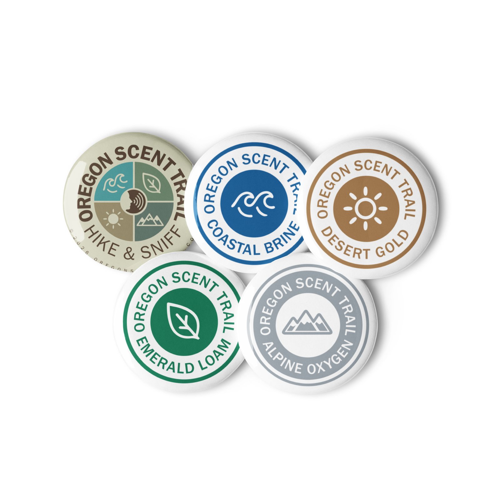 Collectable Oregon Scent Trail Pin Button Set